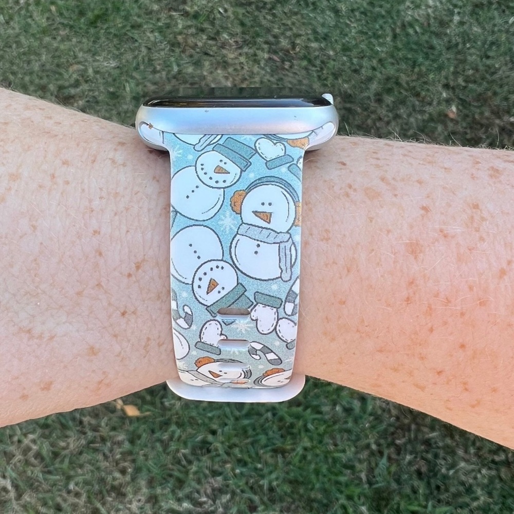 Blue snowman watch band compatible with Apple Watches